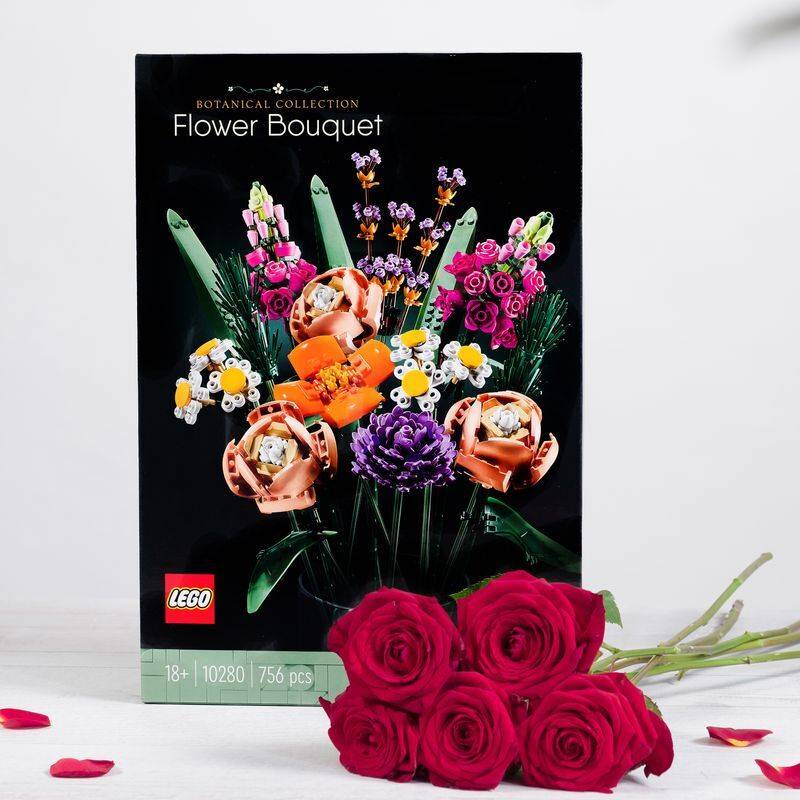 CADEAUX :: FLEURS :: Bouquets :: Roses & bouquet LEGO® - Collection  Saint-Valentin