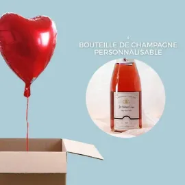 Ballon Coeur Hélium et Champagne Rosé Personnalisable